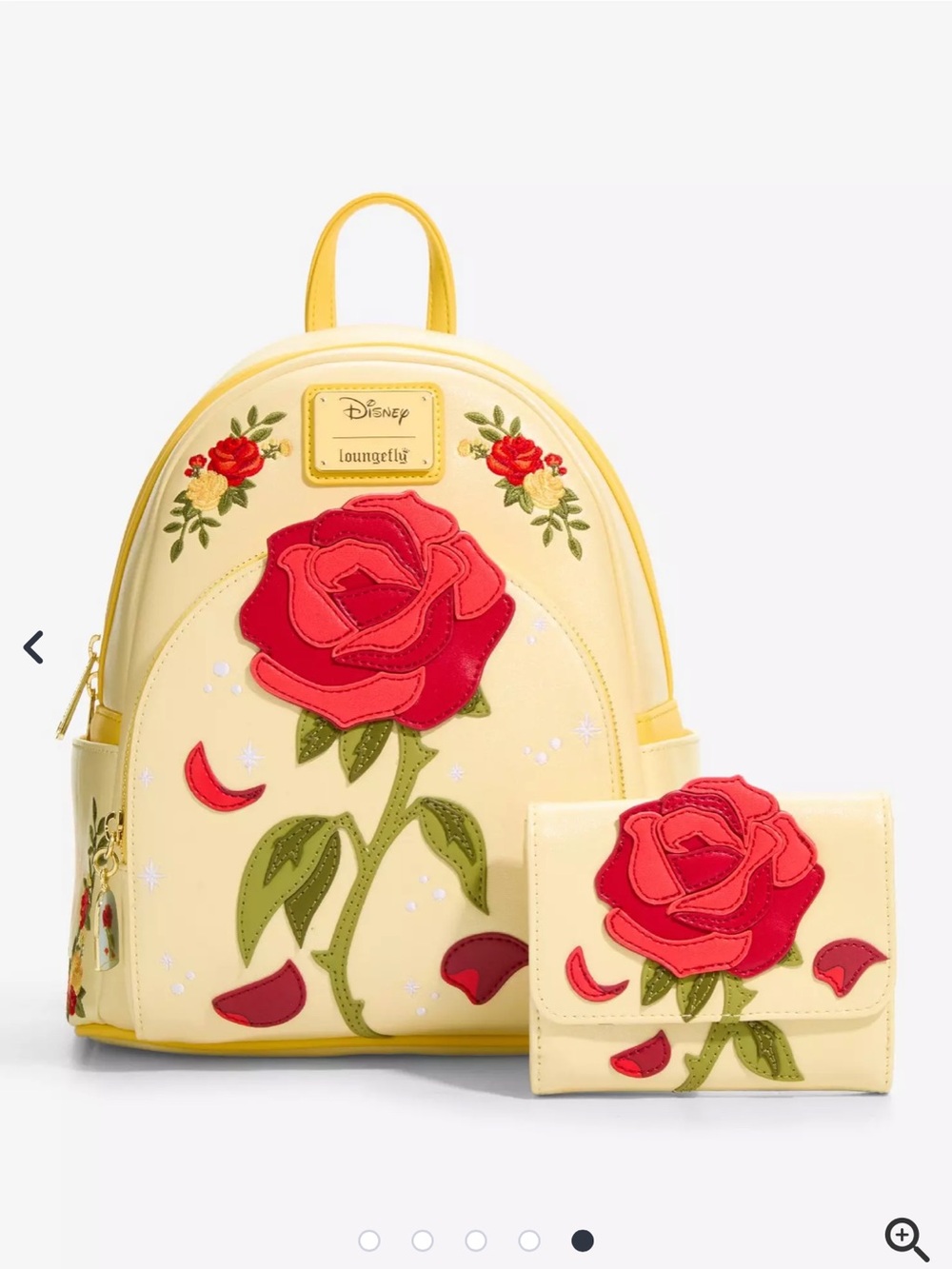 Loungefly Disney Beauty and The Beast Enchanted Rose Shimmer Backpack & Wallet